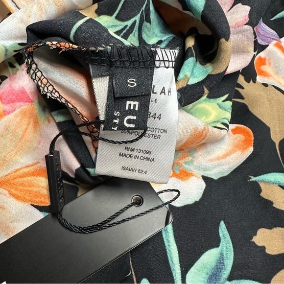 Beulah Black Maxi Dress with Floral Design long balloons sleeves size s NWT - Picture 6 of 10